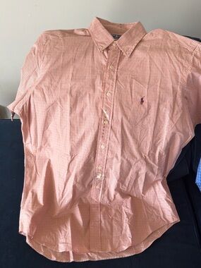 Polo by Ralph Lauren Orange and White Check Button-Down Shirt. For a tall man.